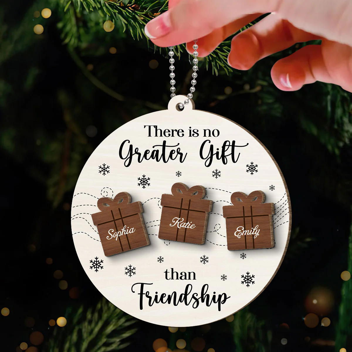 Friendship Siblings Family There Is No Greater Gift Personalized 2-Layer Wooden Ornament - Image 3