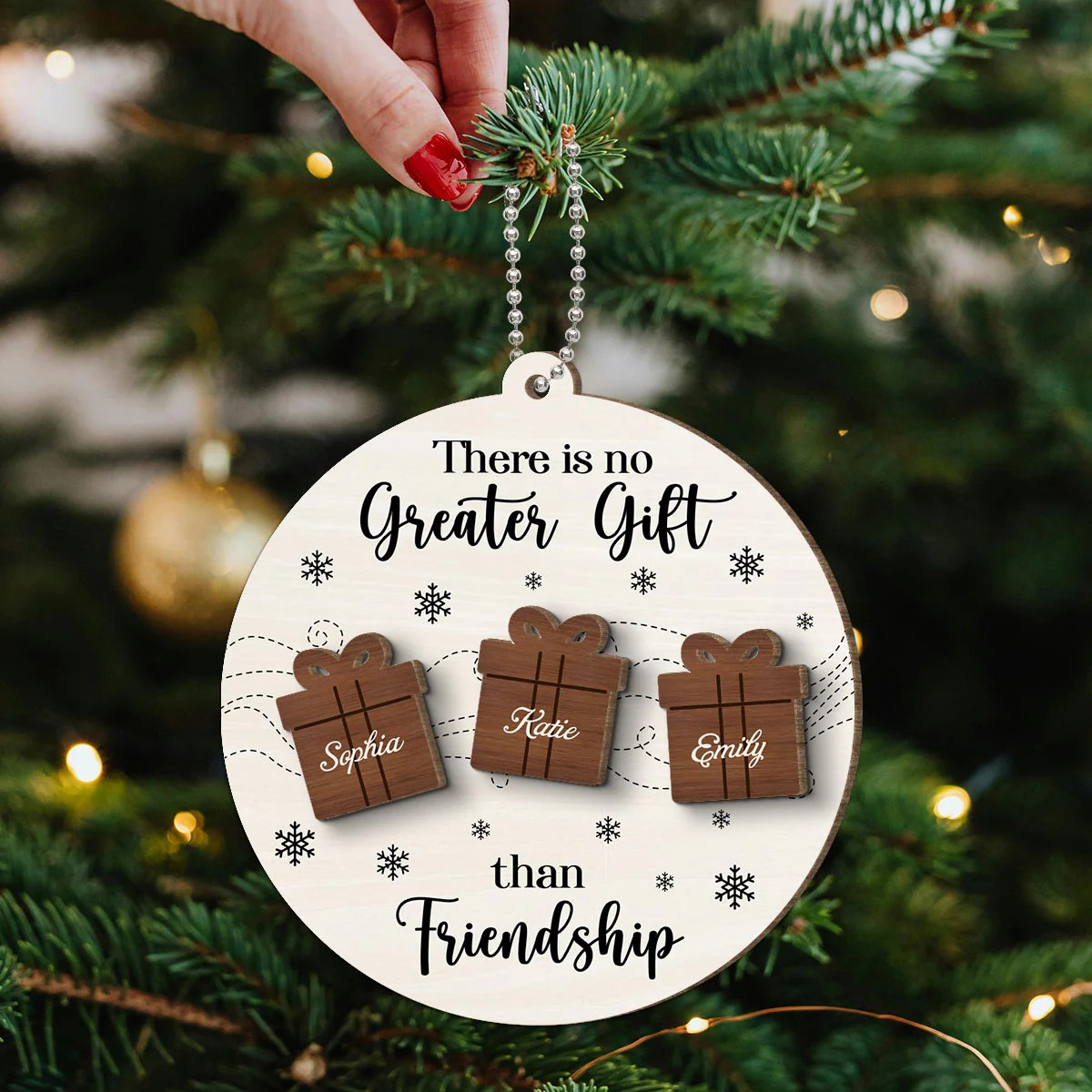 Friendship Siblings Family There Is No Greater Gift Personalized 2-Layer Wooden Ornament - Image 4