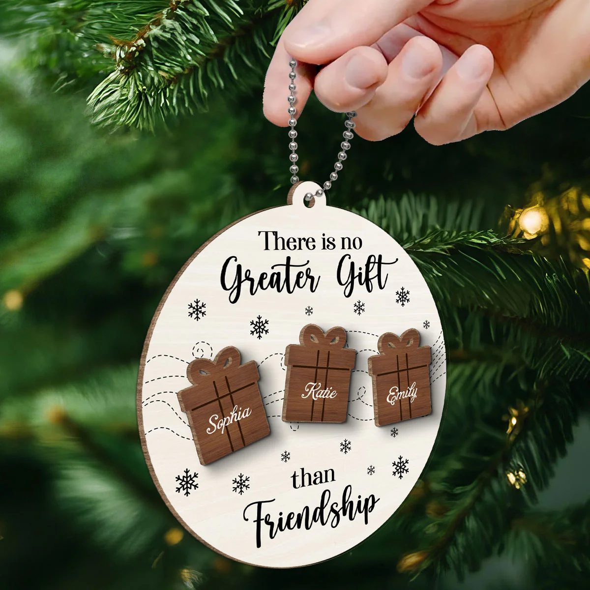 Friendship Siblings Family There Is No Greater Gift Personalized 2-Layer Wooden Ornament - Image 5