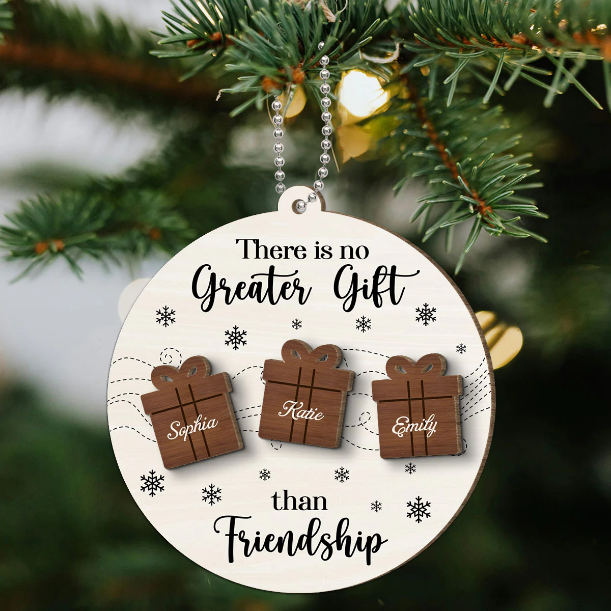 Friendship Siblings Family There Is No Greater Gift Personalized 2-Layer Wooden Ornament - Image 6