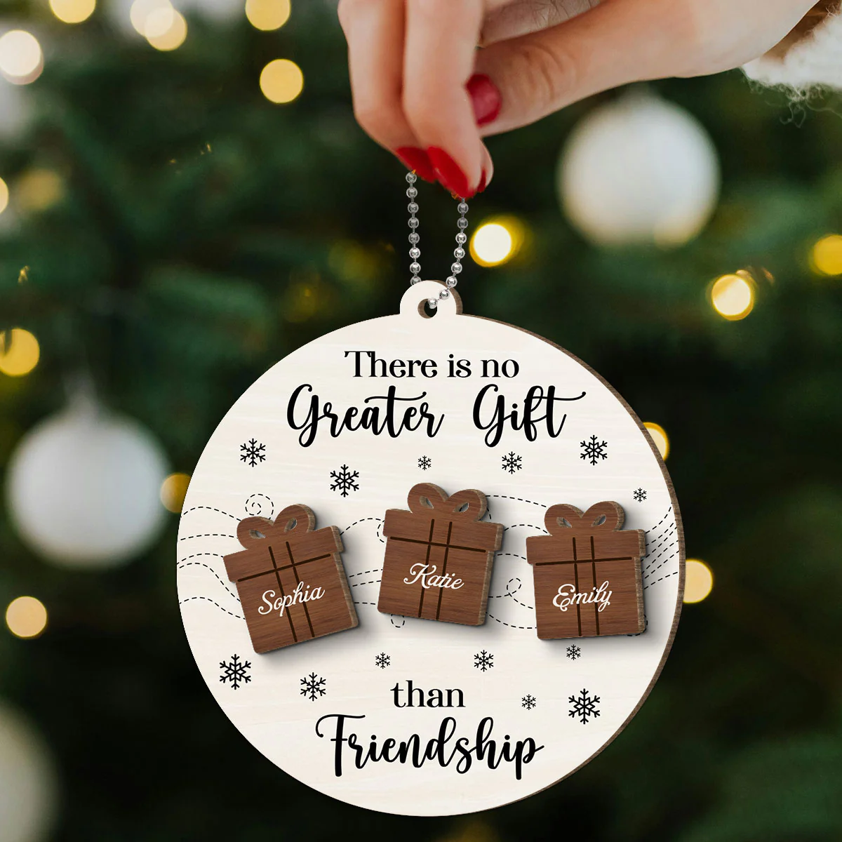 Friendship Siblings Family There Is No Greater Gift Personalized 2-Layer Wooden Ornament - Image 7