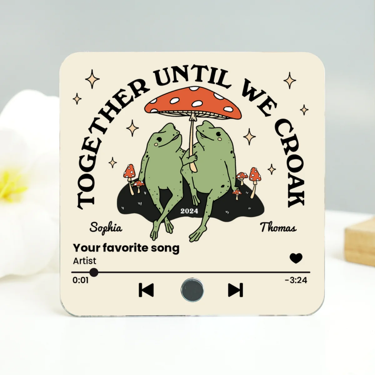 Frog Couple Together Until We Croak Vintage Anniversary Gift Personalized Music Fridge Magnet - Image 10