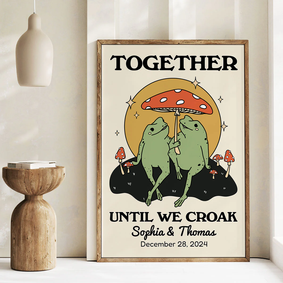 Frog Couple Together Until We Croak Vintage Anniversary Gift Personalized Poster