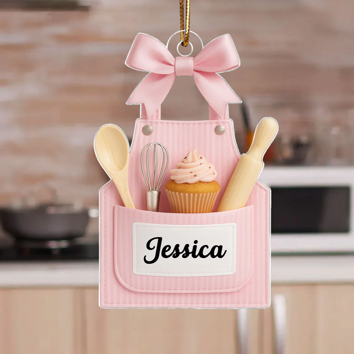 From Her Oven With Love – Personalized Acrylic Ornament – Heartfelt Gift for Women Who Love Baking, Mom, Wife - Image 3