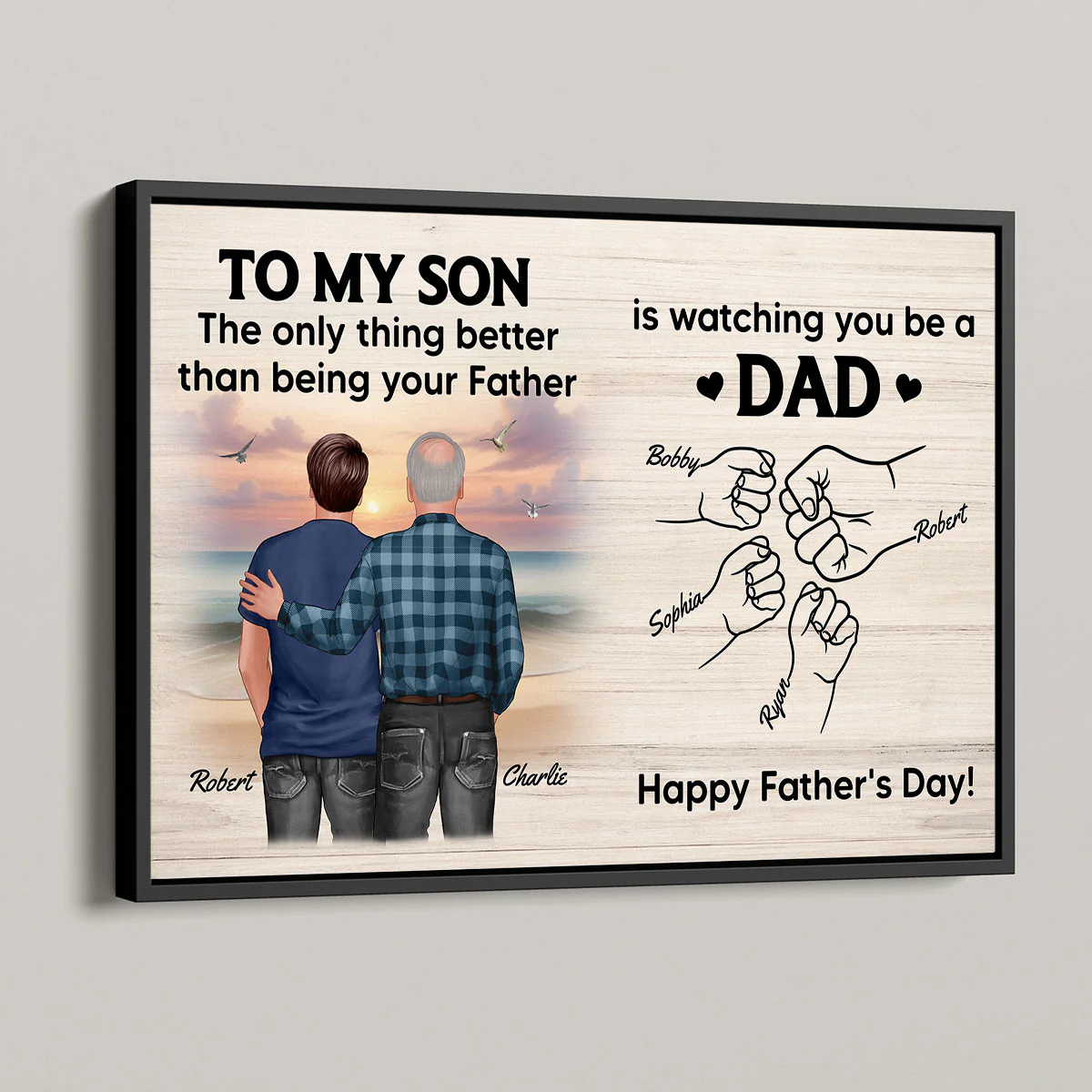 From Mom Dad To Son Watching You Be A Dad Beach Landscape Personalized Poster, Gift For Son - Image 10