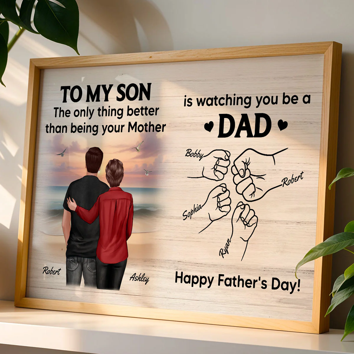 From Mom Dad To Son Watching You Be A Dad Beach Landscape Personalized Poster, Gift For Son - Image 3