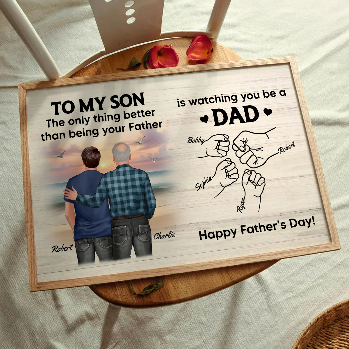 From Mom Dad To Son Watching You Be A Dad Beach Landscape Personalized Poster, Gift For Son - Image 7