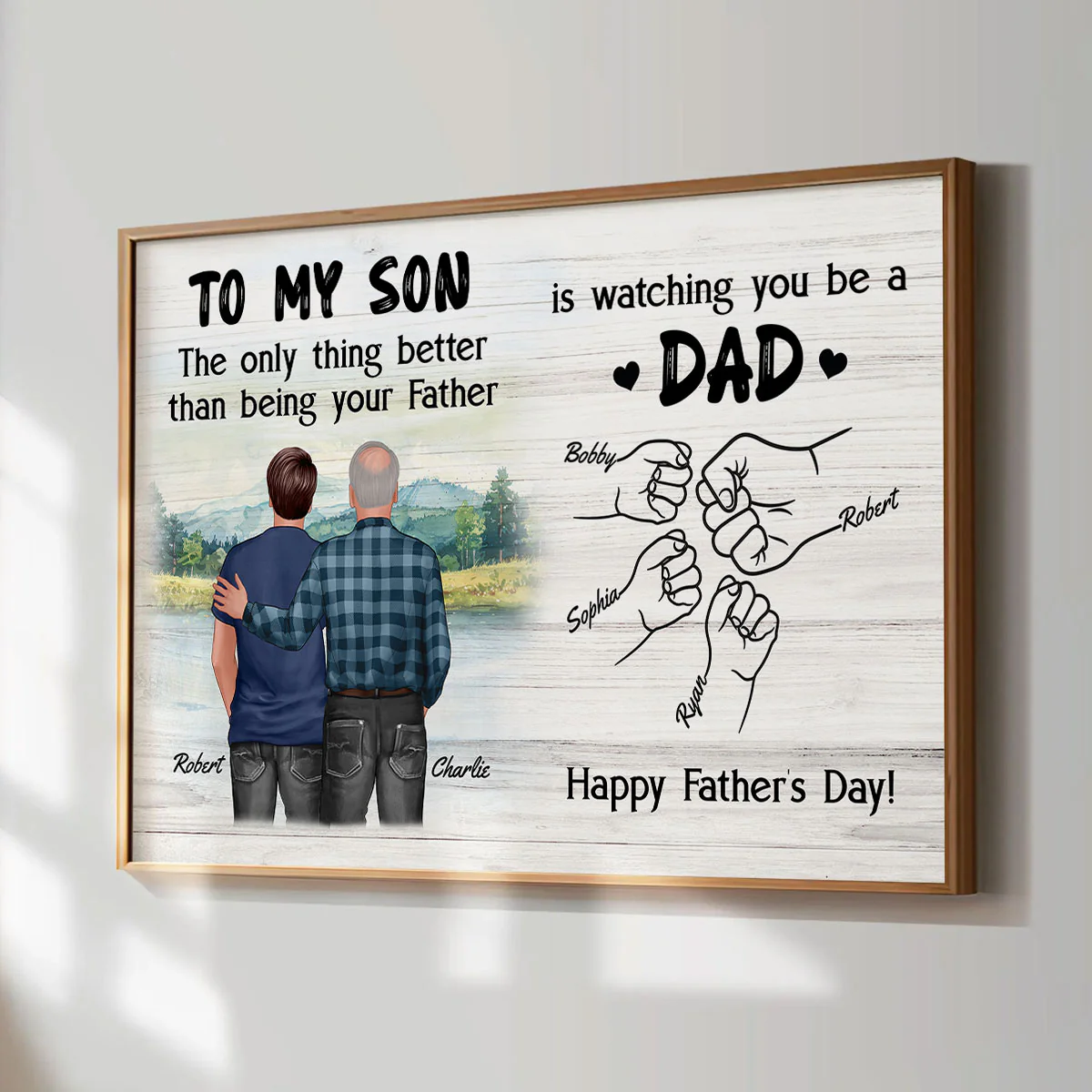 From Mom Dad To Son Watching You Be A Dad Blue Theme Personalized Poster, Gift For Son - Image 2