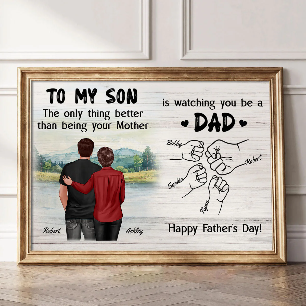 From Mom Dad To Son Watching You Be A Dad Blue Theme Personalized Poster, Gift For Son - Image 6