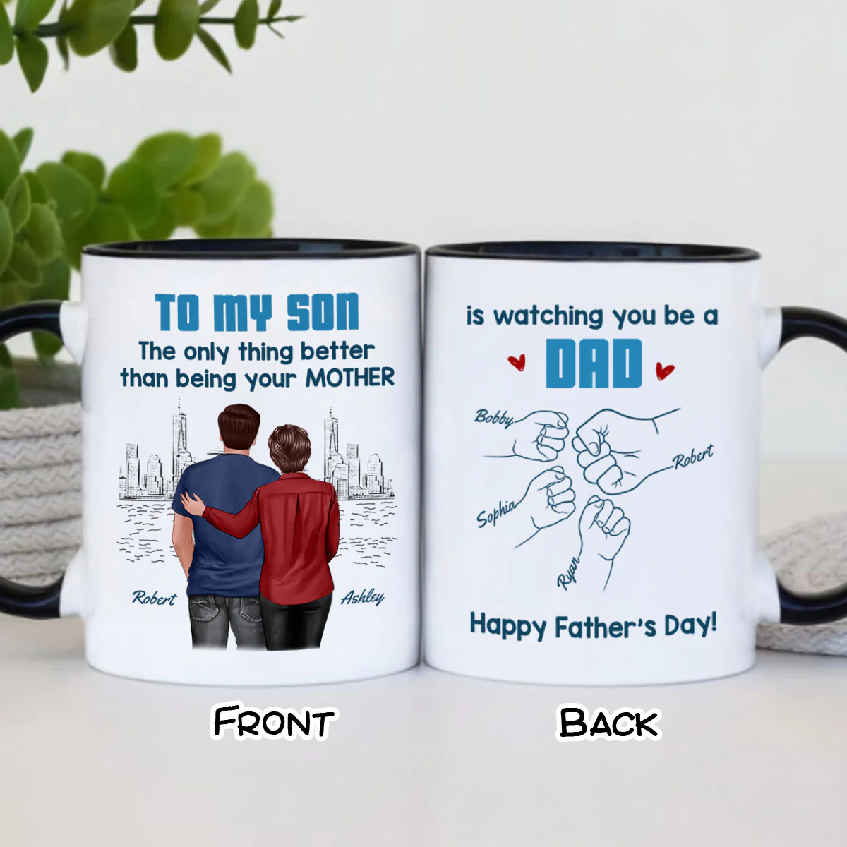 From Mom Dad To Son Watching You Be A Dad Blue Tone - Personalized Mug - Gift For Son - Image 3
