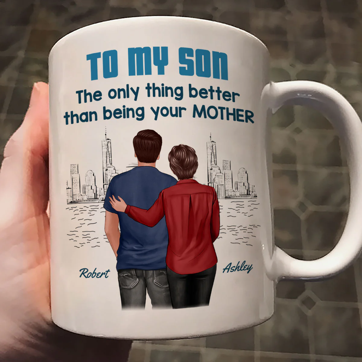 From Mom Dad To Son Watching You Be A Dad Blue Tone - Personalized Mug - Gift For Son - Image 4