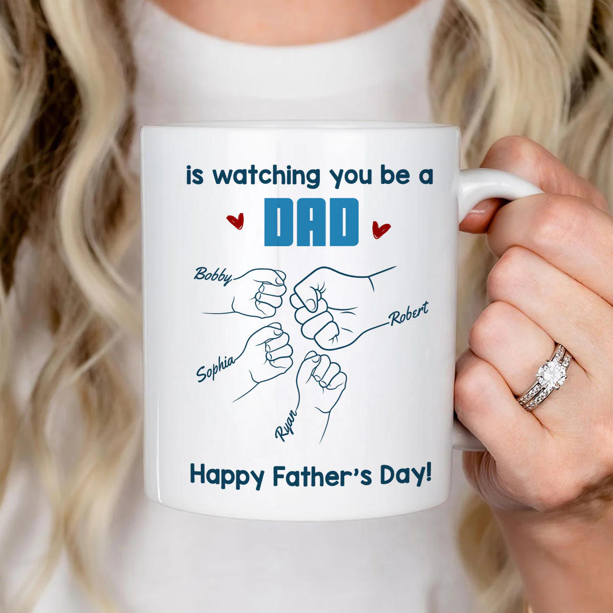 From Mom Dad To Son Watching You Be A Dad Blue Tone - Personalized Mug - Gift For Son - Image 5