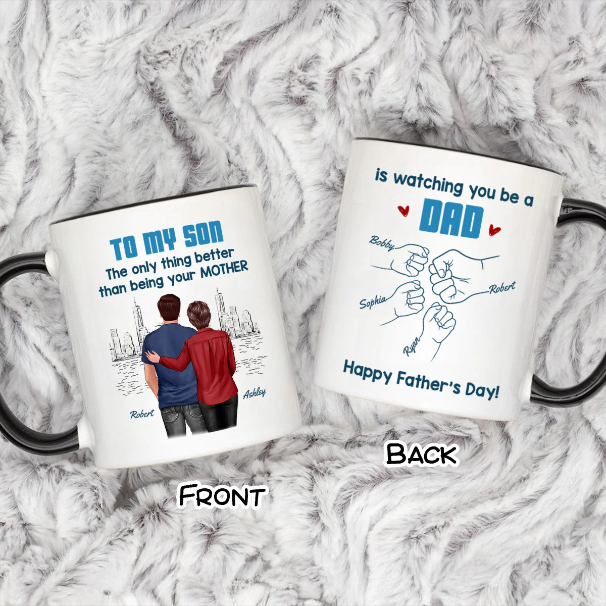 From Mom Dad To Son Watching You Be A Dad Blue Tone - Personalized Mug - Gift For Son - Image 6