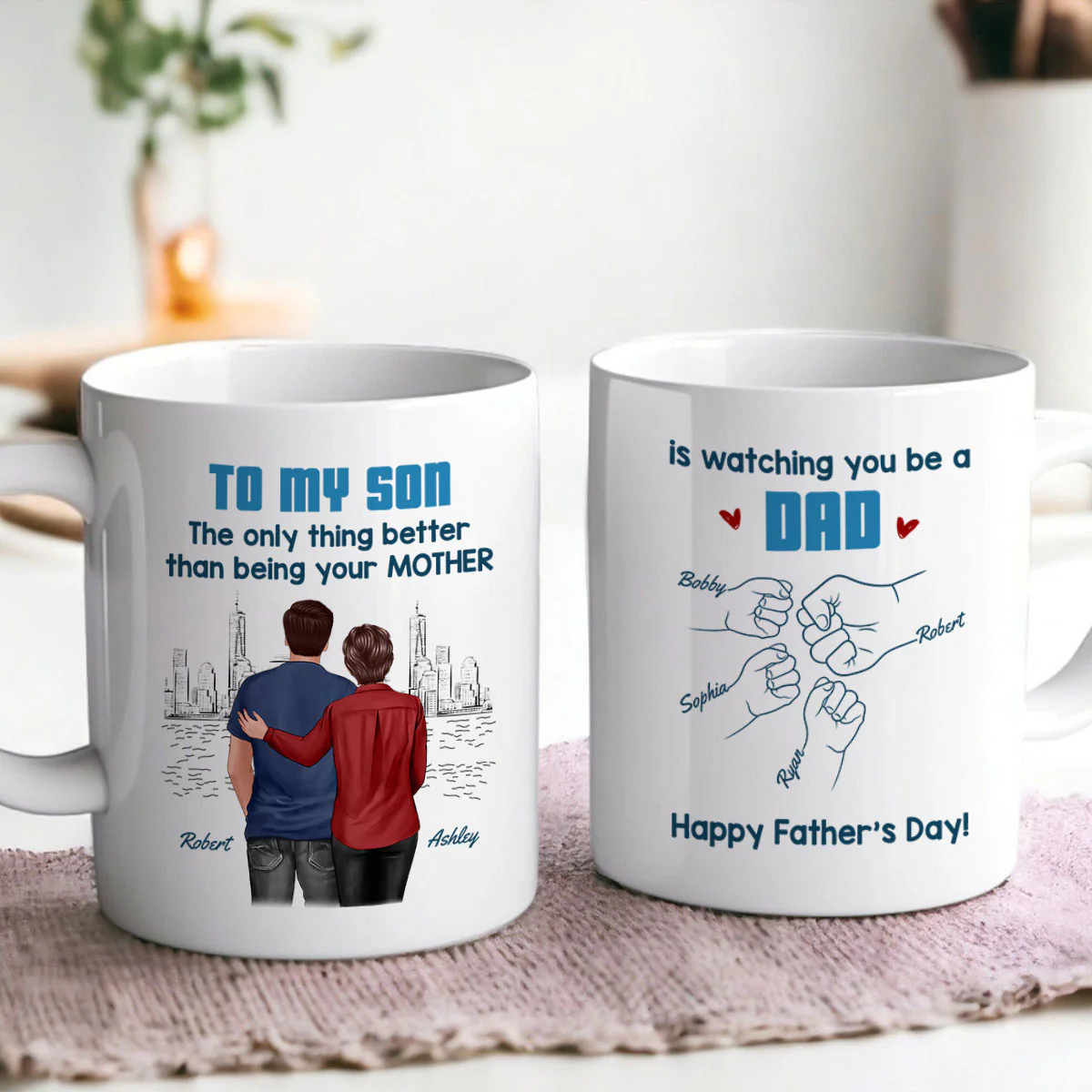 From Mom Dad To Son Watching You Be A Dad Blue Tone - Personalized Mug - Gift For Son - Image 8