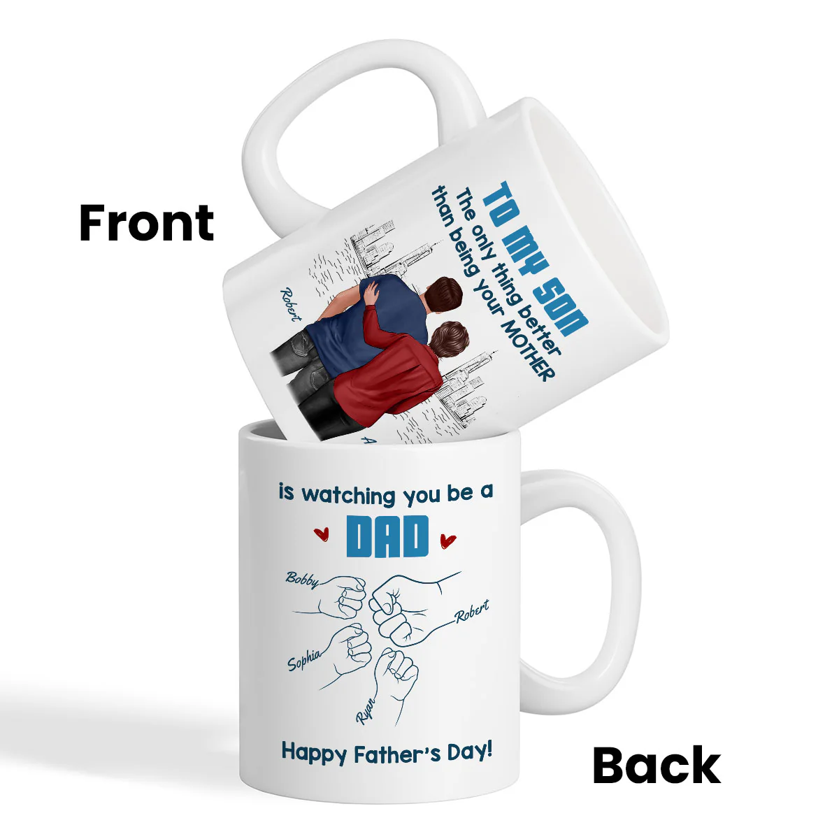 From Mom Dad To Son Watching You Be A Dad Blue Tone - Personalized Mug - Gift For Son - Image 9