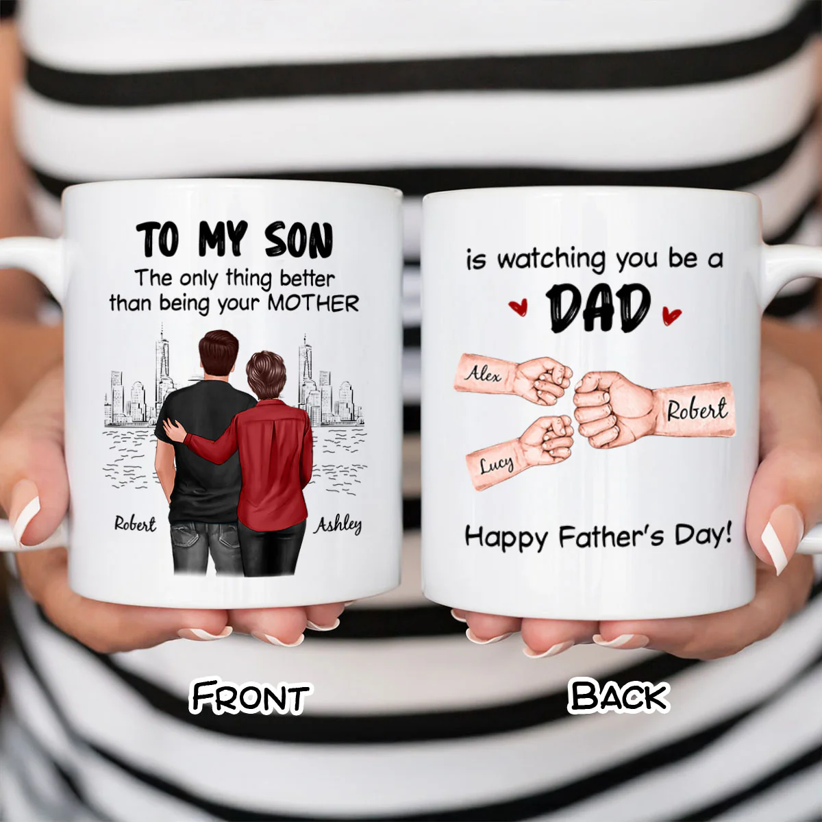 From Mom Dad To Son Watching You Be A Dad Fist Bump Personalized Mug, Gift For Son
