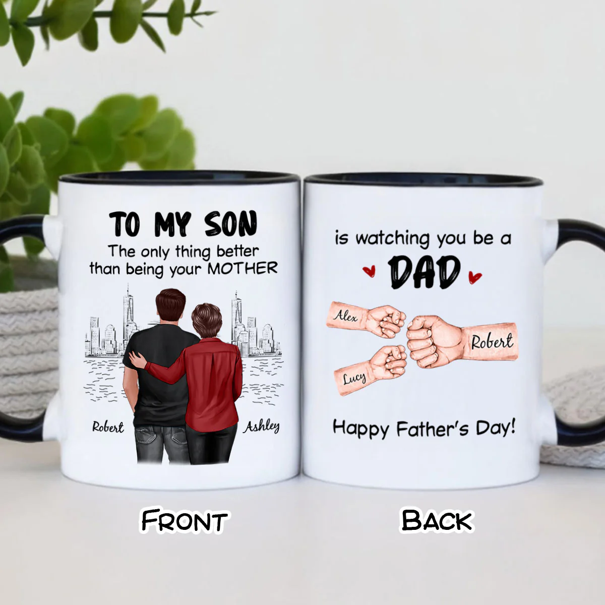 From Mom Dad To Son Watching You Be A Dad Fist Bump Personalized Mug, Gift For Son - Image 6