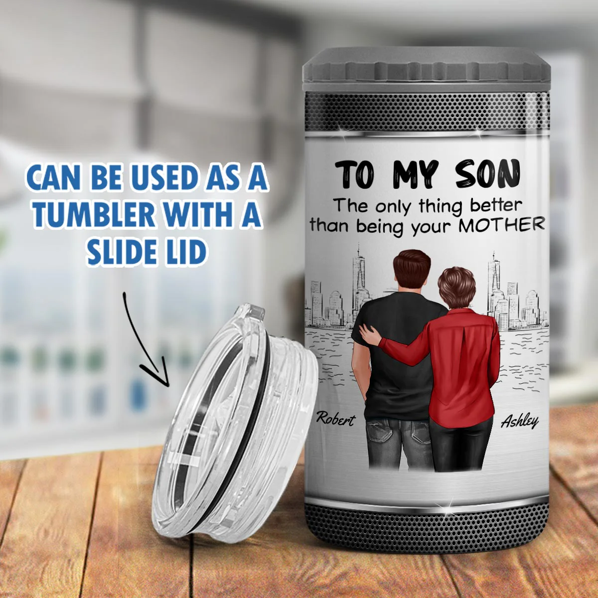 From Mom Dad To Son Watching You Be A Dad Personalized 4-in-1 Can Cooler, Gift For Son - Image 11