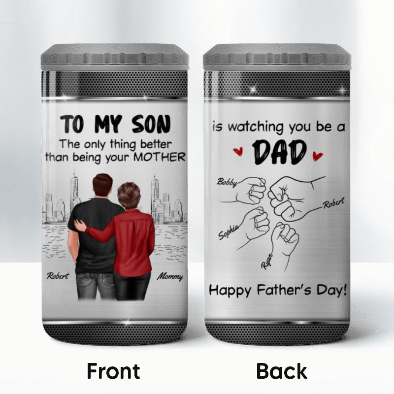 From Mom Dad To Son Watching You Be A Dad Personalized 4-in-1 Can Cooler, Gift For Son - Image 15