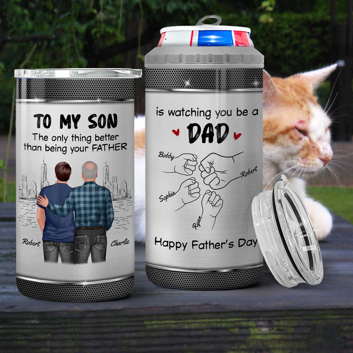 From Mom Dad To Son Watching You Be A Dad Personalized 4-in-1 Can Cooler, Gift For Son - Image 8