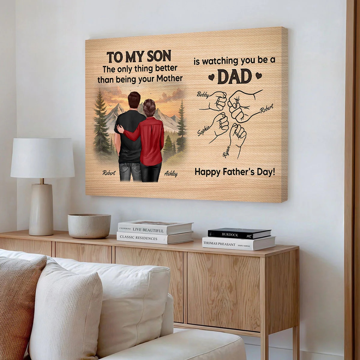 From Mom Dad To Son Watching You Be A Dad Personalized Wrapped Canvas, Gift For Son - Image 2