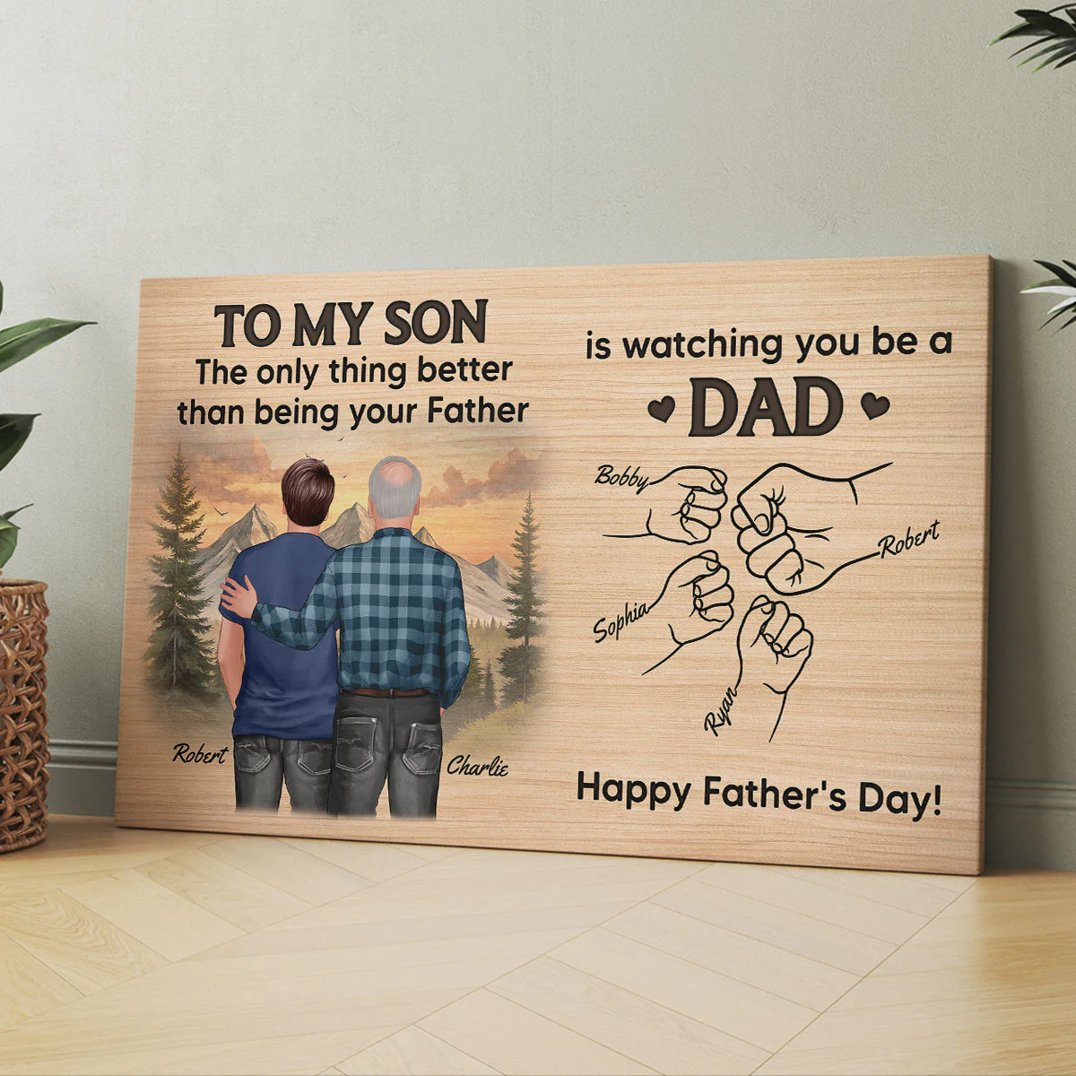 From Mom Dad To Son Watching You Be A Dad Personalized Wrapped Canvas, Gift For Son - Image 4