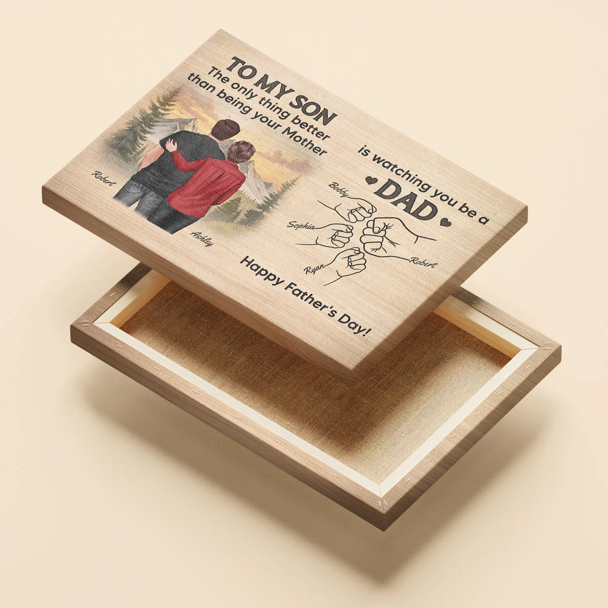 From Mom Dad To Son Watching You Be A Dad Personalized Wrapped Canvas, Gift For Son - Image 7