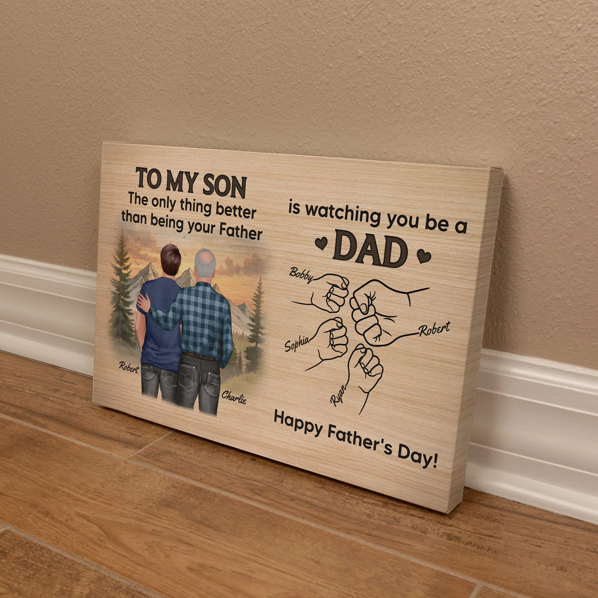 From Mom Dad To Son Watching You Be A Dad Personalized Wrapped Canvas, Gift For Son - Image 9
