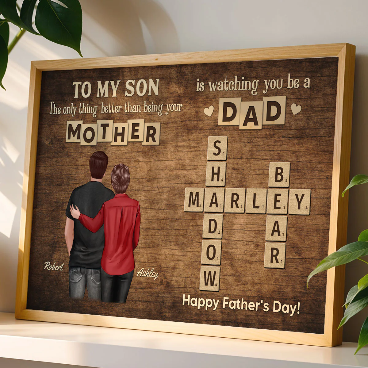 From Mom Dad To Son Watching You Be A Dad Word Tiles Crossword Puzzle Personalized Poster, Gift For Son - Image 4