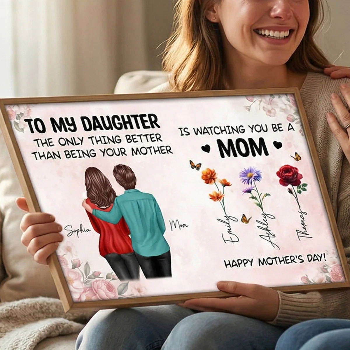 From Mom To Daughter Watching You Be A Mom Grandkids Birth Flowers - Personalized Poster - Mother's Day Gift For Daughter - Image 2