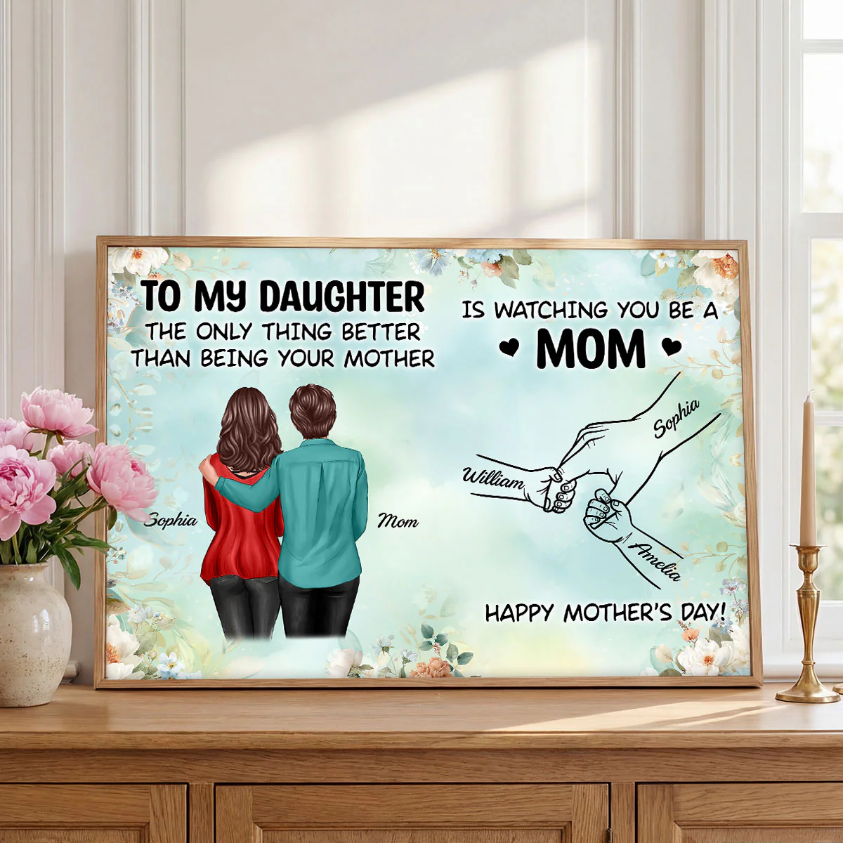 From Mom To Daughter Watching You Be A Mom Green Tone - Personalized Poster - Mother's Day Gift For Daughter - Image 2