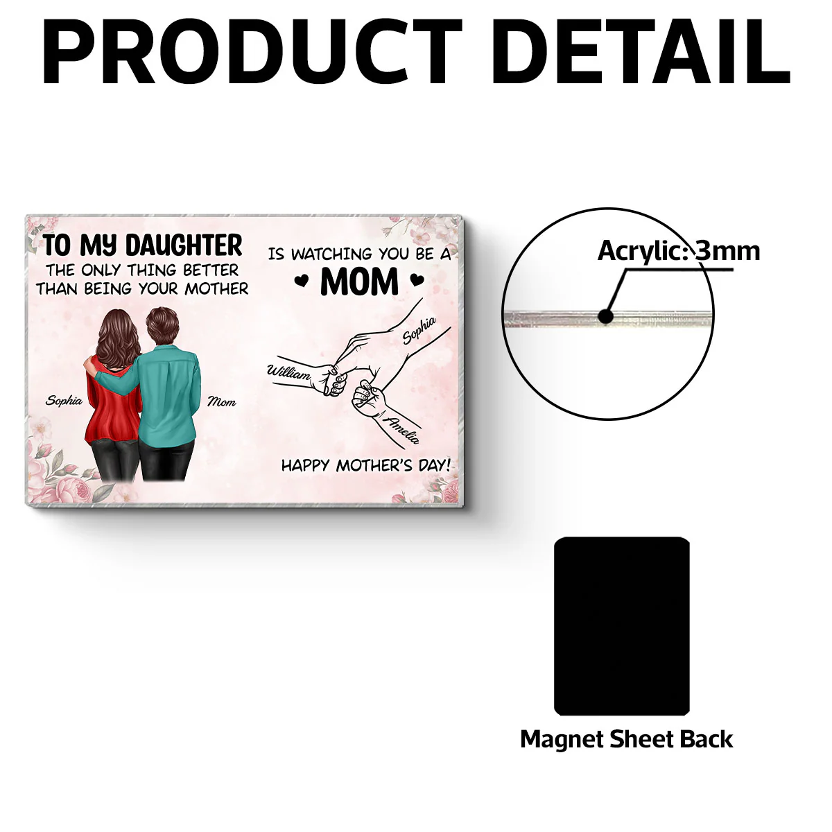 From Mom To Daughter Watching You Be A Mom - Personalized Acrylic Fridge Magnet - Mother's Day Gift For Daughter - Image 8