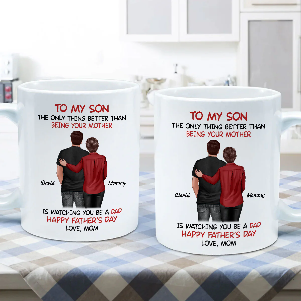 From Mom To Son Watching You Be A Dad Personalized Mug, Heartfelt Gift For Son - Image 6
