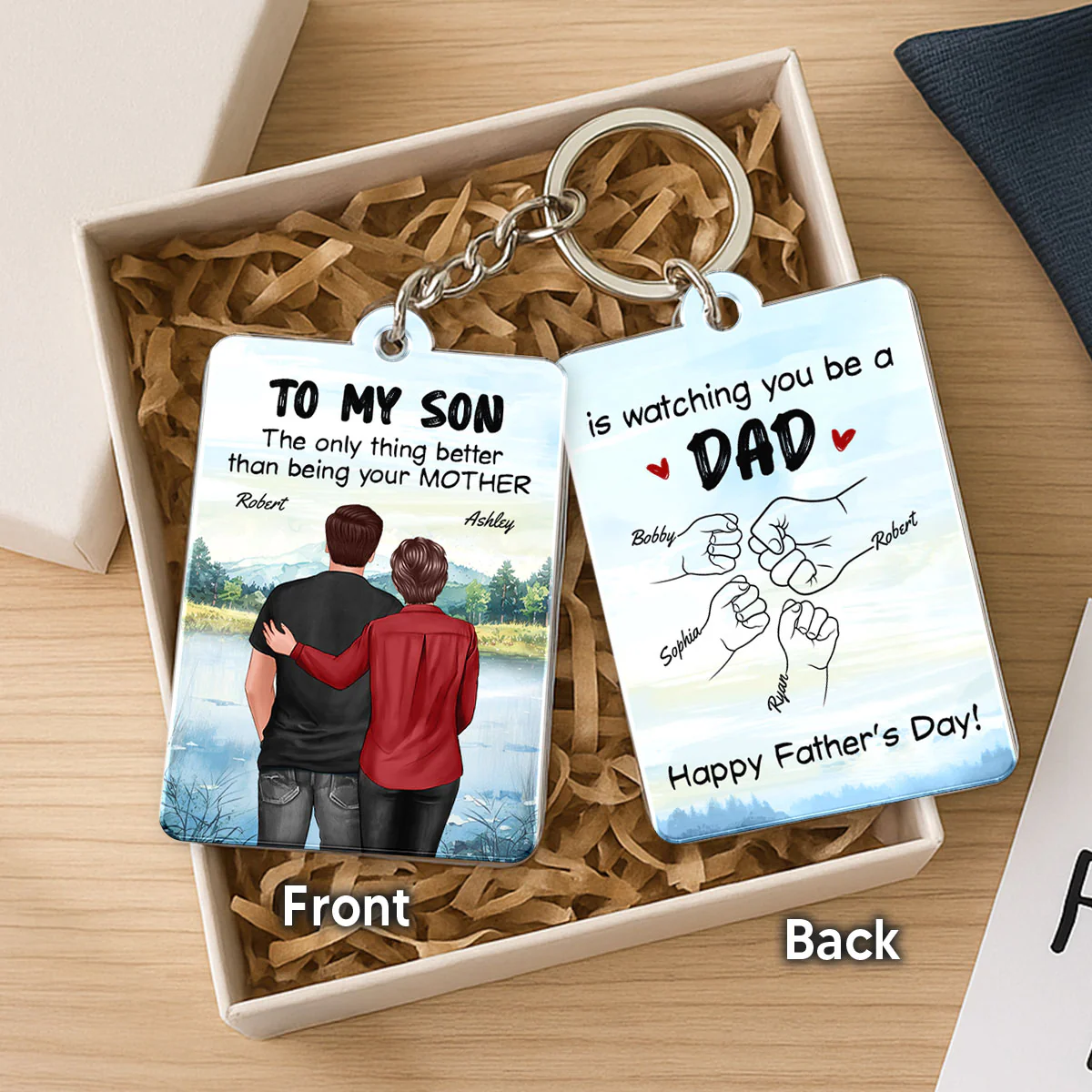From Mom To Son Watching You Be A Dad Personalized Acrylic Keychain, Gift For Son - Image 10