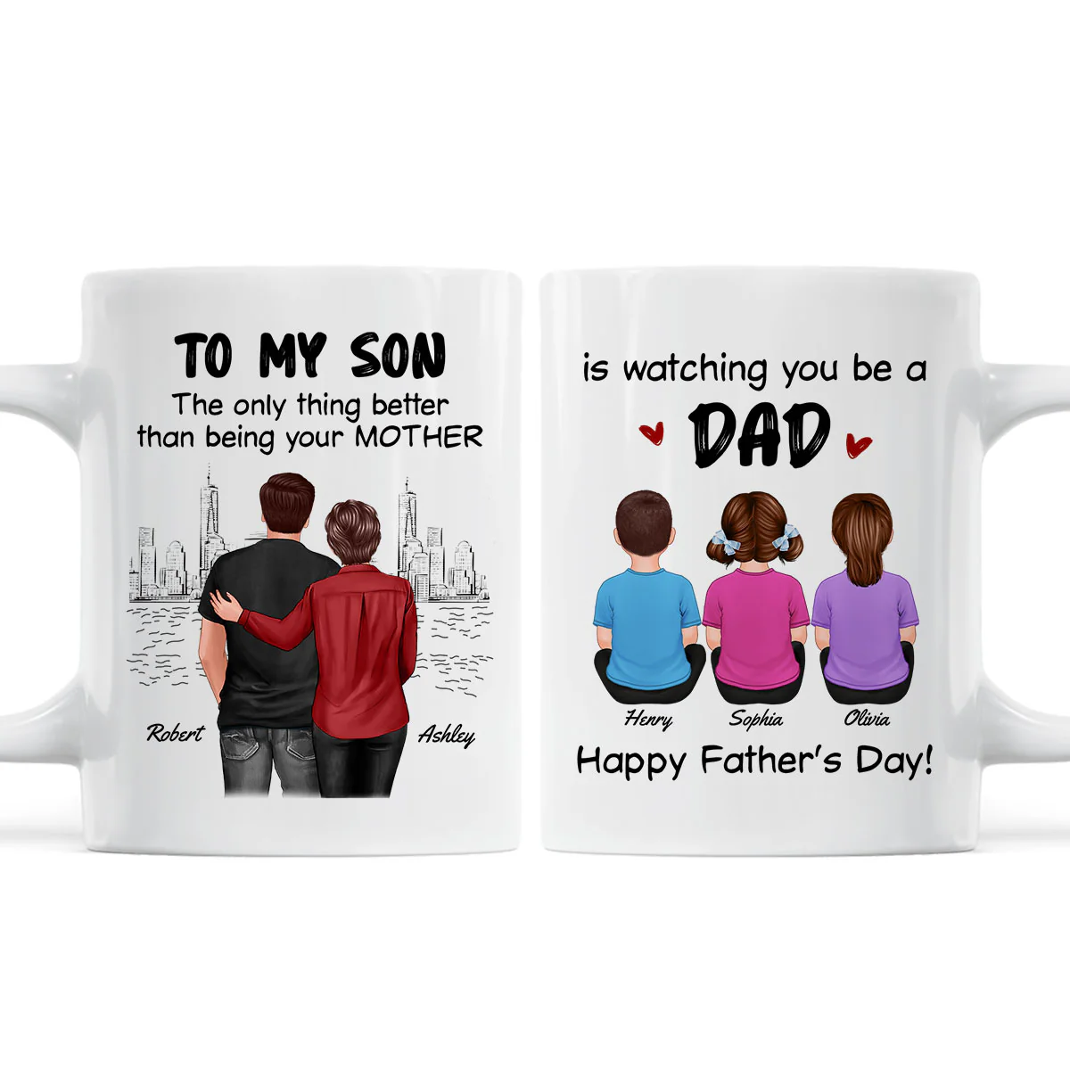 From Mom To Son Watching You Be A Dad Personalized Mug, Father's Day Gift For Son