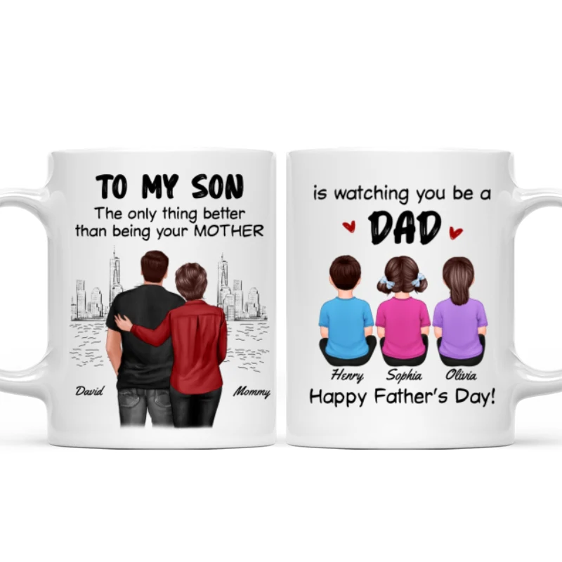 From Mom To Son Watching You Be A Dad Personalized Mug, Father's Day Gift For Son - Image 10