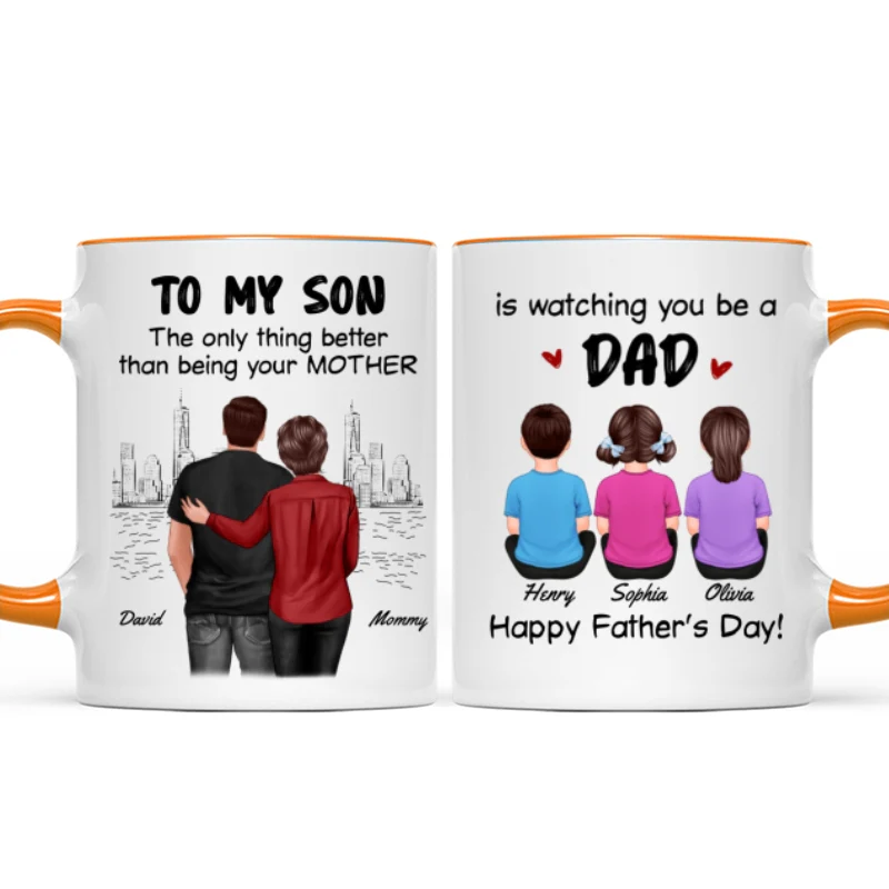 From Mom To Son Watching You Be A Dad Personalized Mug, Father's Day Gift For Son - Image 16
