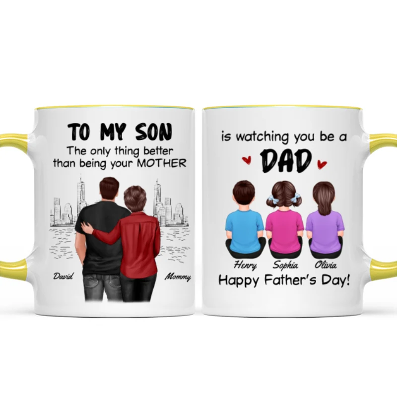 From Mom To Son Watching You Be A Dad Personalized Mug, Father's Day Gift For Son - Image 17