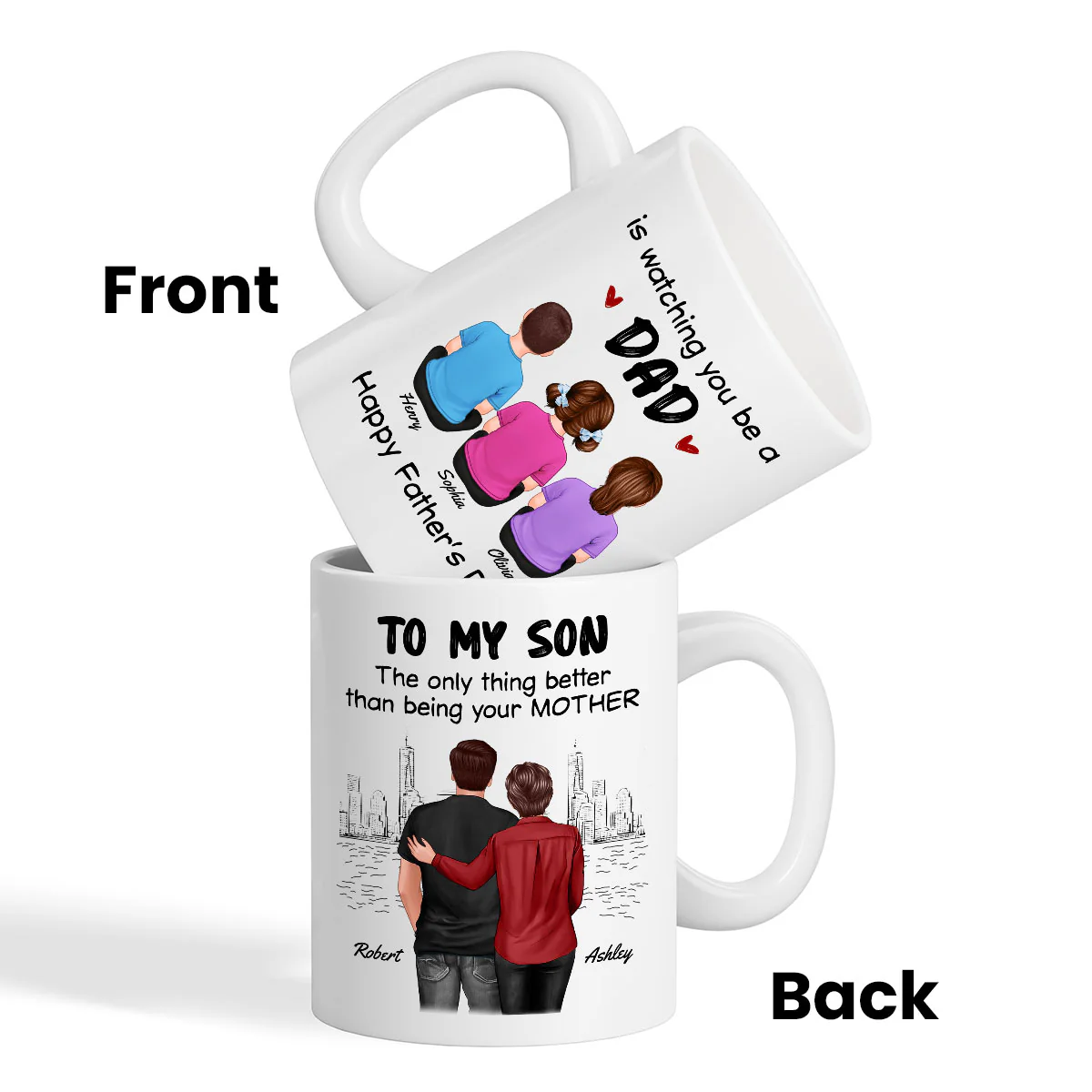From Mom To Son Watching You Be A Dad Personalized Mug, Father's Day Gift For Son - Image 4