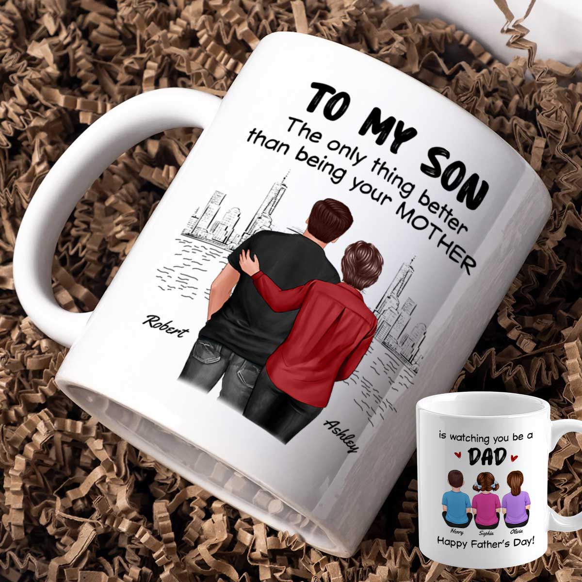 From Mom To Son Watching You Be A Dad Personalized Mug, Father's Day Gift For Son - Image 5