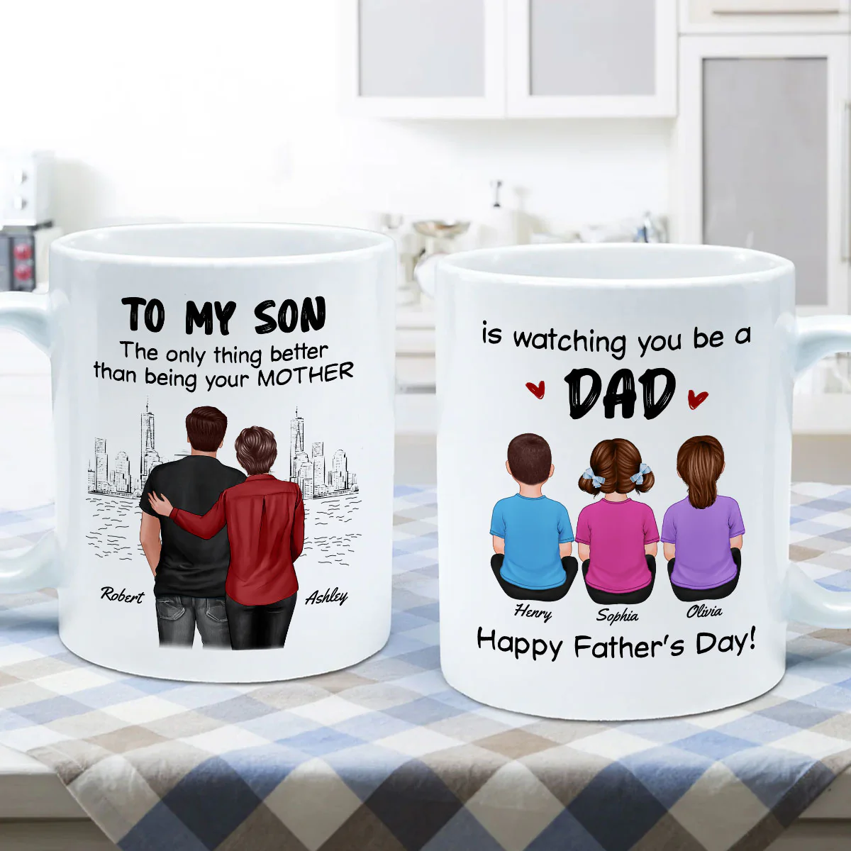 From Mom To Son Watching You Be A Dad Personalized Mug, Father's Day Gift For Son - Image 7