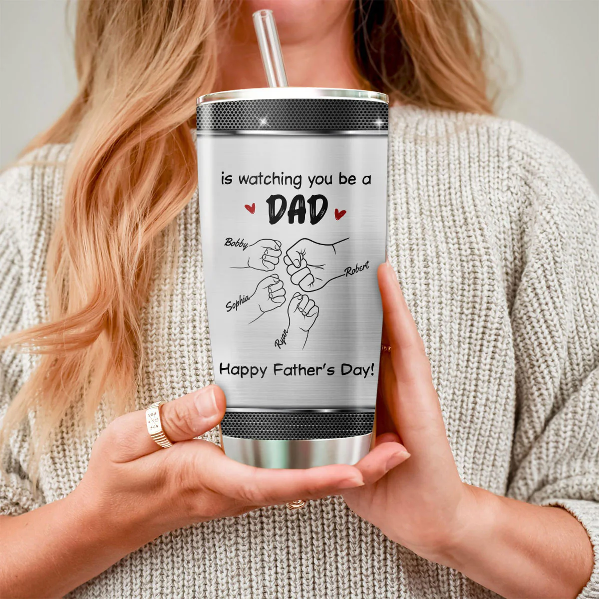 From Mom To Son Watching You Be A Dad Personalized Tumbler, Gift For Son - Image 10