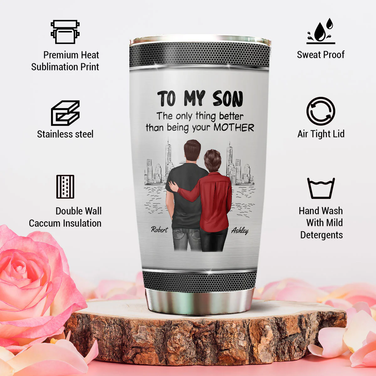 From Mom To Son Watching You Be A Dad Personalized Tumbler, Gift For Son - Image 2