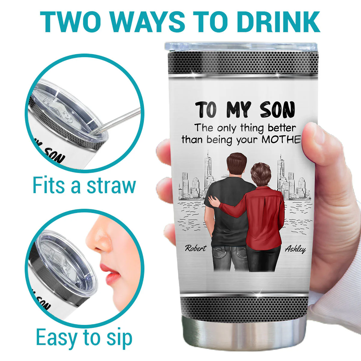 From Mom To Son Watching You Be A Dad Personalized Tumbler, Gift For Son - Image 4