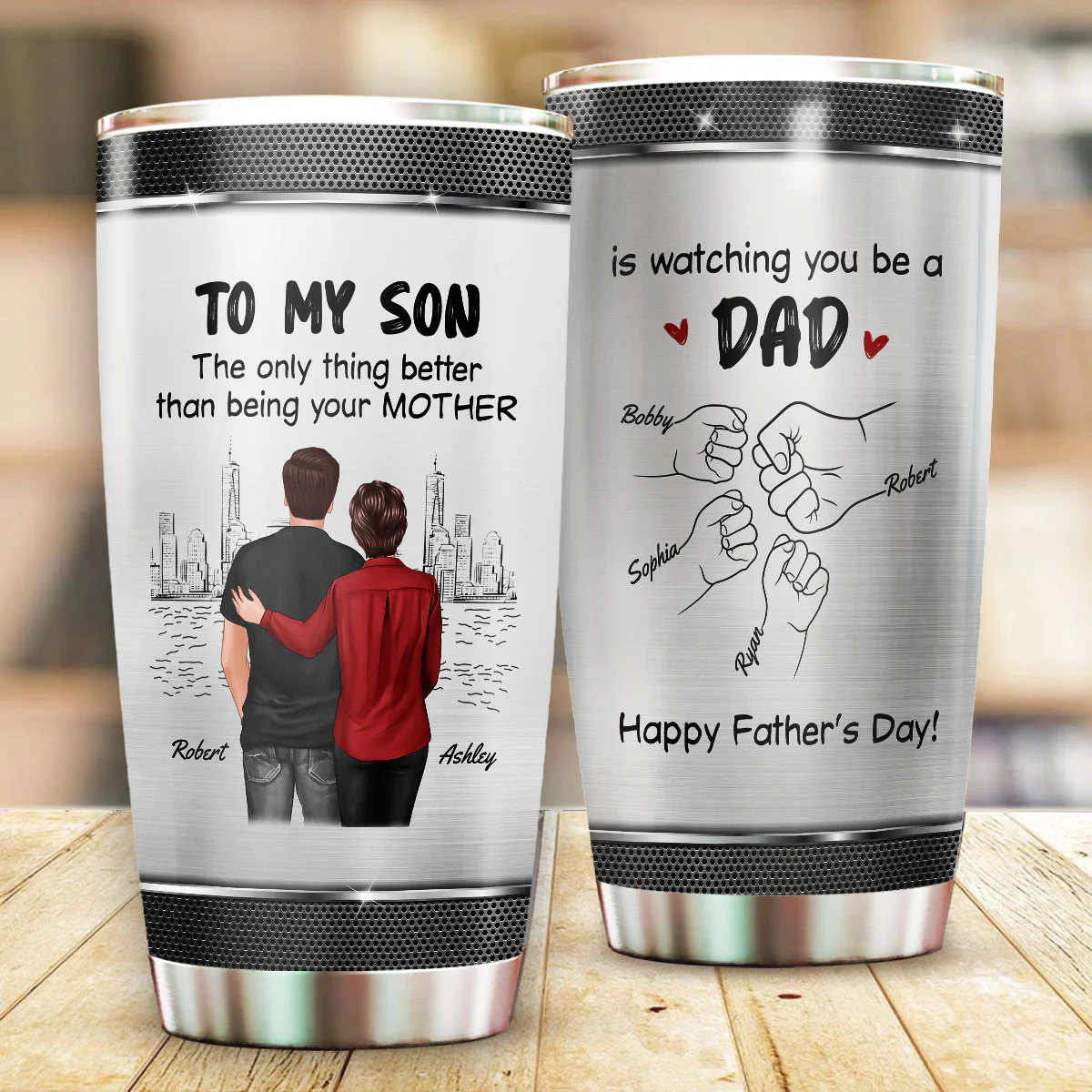 From Mom To Son Watching You Be A Dad Personalized Tumbler, Gift For Son - Image 5