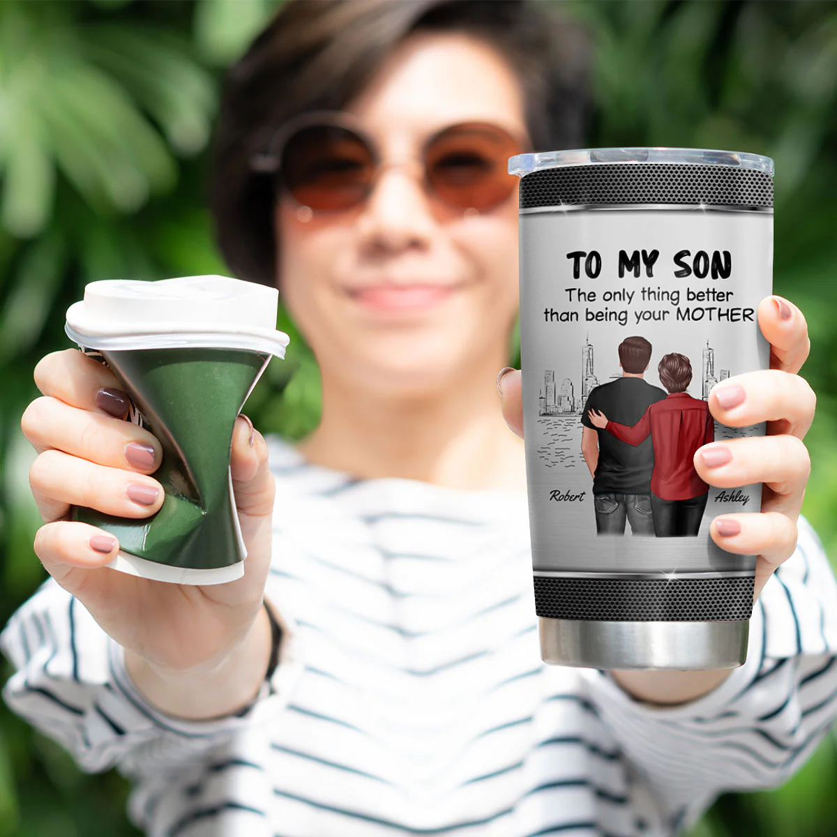 From Mom To Son Watching You Be A Dad Personalized Tumbler, Gift For Son - Image 8