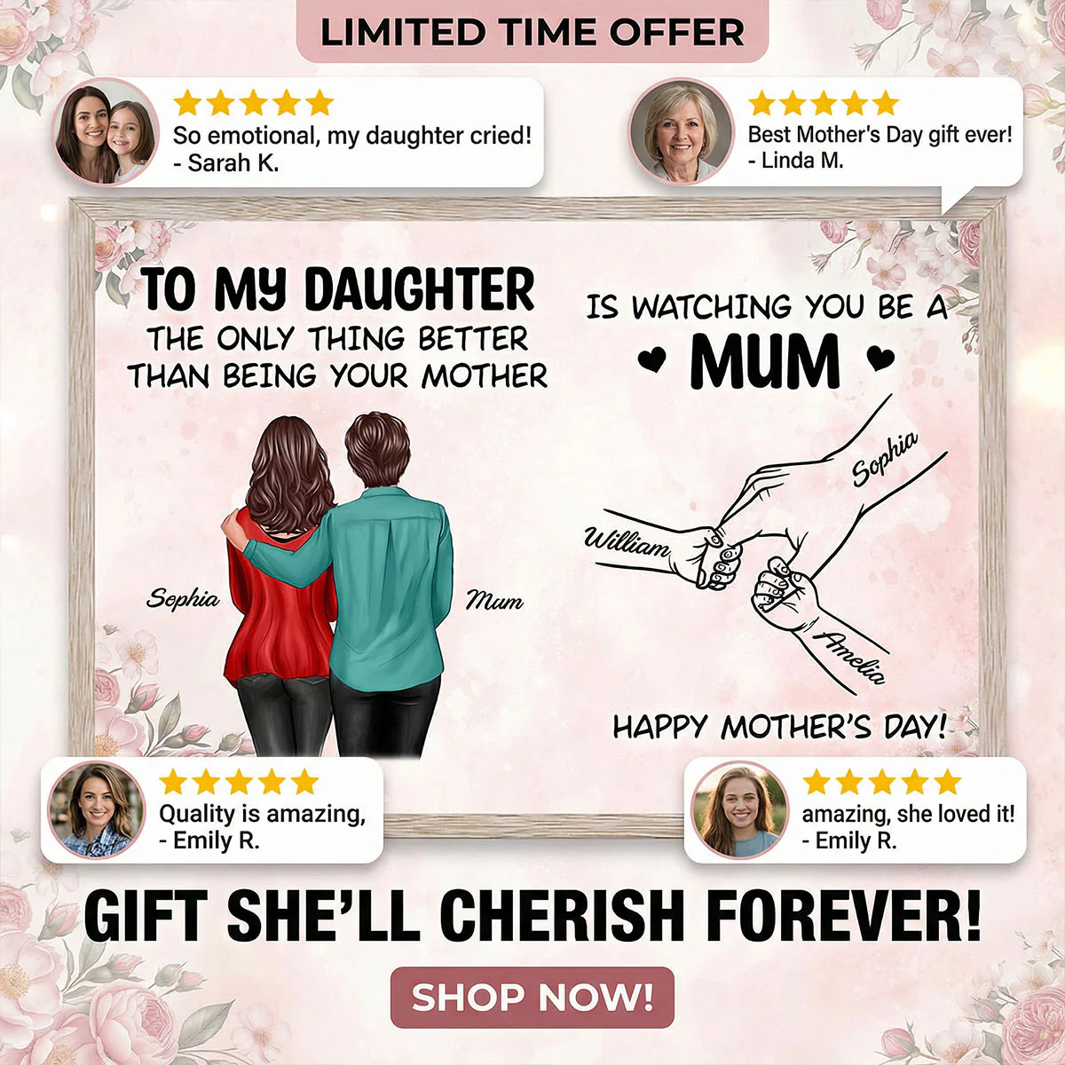 From Mum To Daughter Watching You Be A Mum - Personalised Poster - Mother's Day Gift For Daughter - Image 12