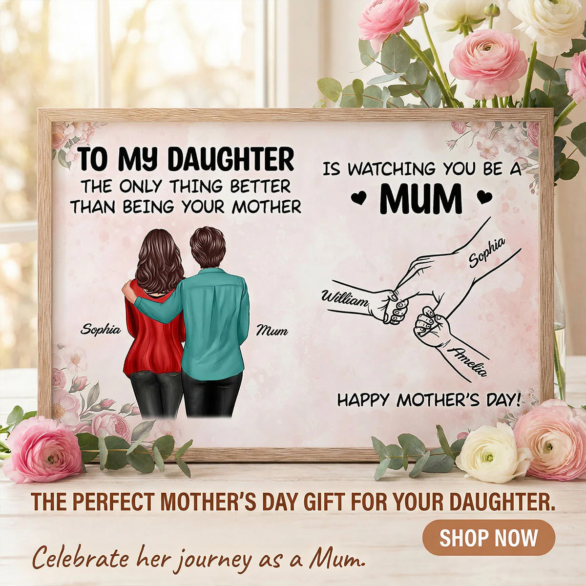 From Mum To Daughter Watching You Be A Mum - Personalised Poster - Mother's Day Gift For Daughter - Image 2