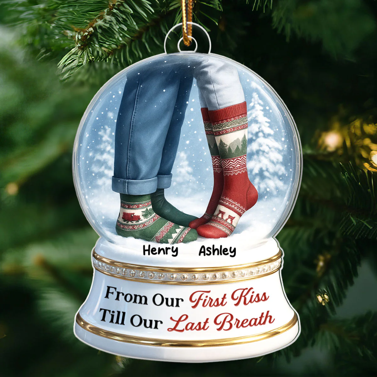 From Our 1st Kiss till Our Last Breath 3D Effect Snow Globe - Personalized Acrylic Ornament - Christmas Gift for him, Gift for her - Image 3
