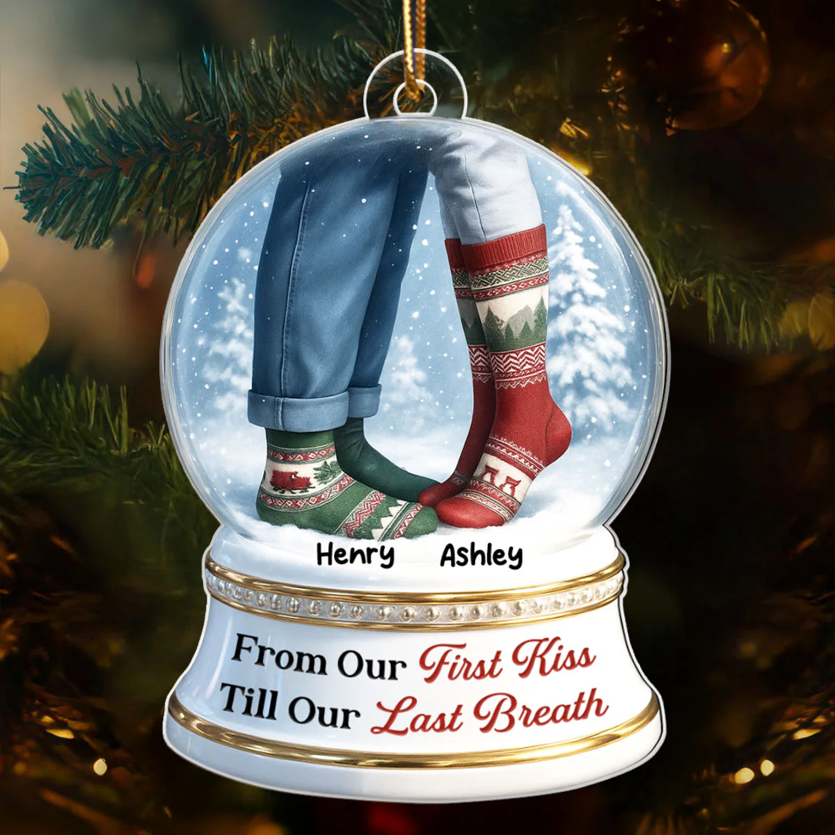 From Our 1st Kiss till Our Last Breath 3D Effect Snow Globe - Personalized Acrylic Ornament - Christmas Gift for him, Gift for her - Image 4